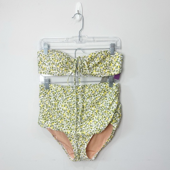 Jcrew Liberty Fabric Halter Top and High Waisted Botton Swim Bikini Green Yellow - Picture 4 of 9